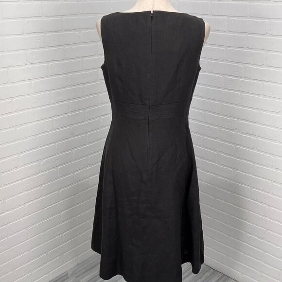 Talbots Dress Women 6 Black Irish Linen Fit Flare Classic‎ Casual Lagenlook - Picture 4 of 12
